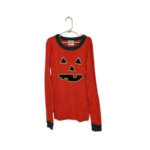 Hanna Andersson Jack O Lantern Pajama Top Halloween Sz 160 US 14 Pumpkin Orange